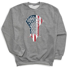 Guys Lacrosse Crewneck Sweatshirt - Patriotic Stick