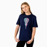 Girls Lacrosse Short Sleeve Performance Tee - Lacrosse Stick Heart