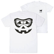 Girls Lacrosse Short Sleeve Tee - Lacrosse Goggle Pumpkin Face (Back Design)