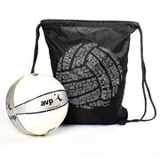 Volleyball Drawstring Backpack Volleyball Words