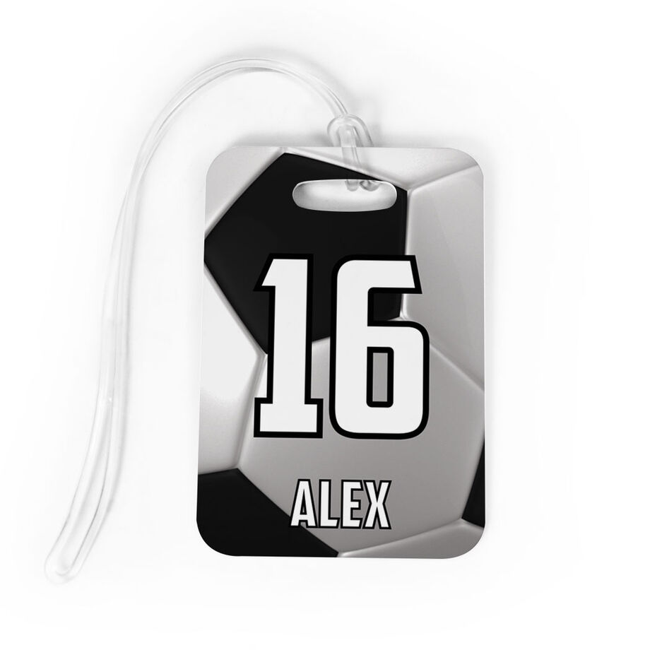 Soccer Bag/Luggage Tag - Personalized Big Number with Soccer Ball