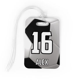Soccer Bag/Luggage Tag - Personalized Big Number with Soccer Ball
