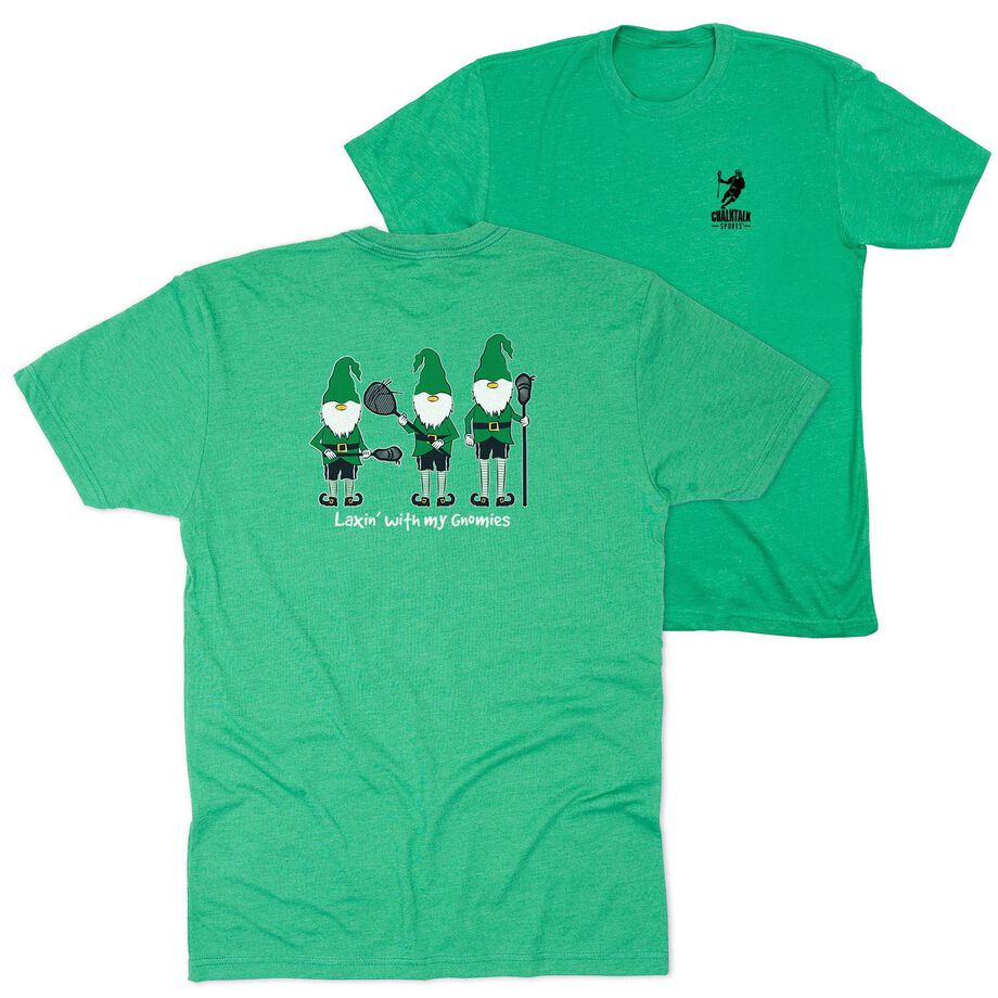 Guys Lacrosse  Short Sleeve T-Shirt - Laxin' With My Gnomies (Back Design)