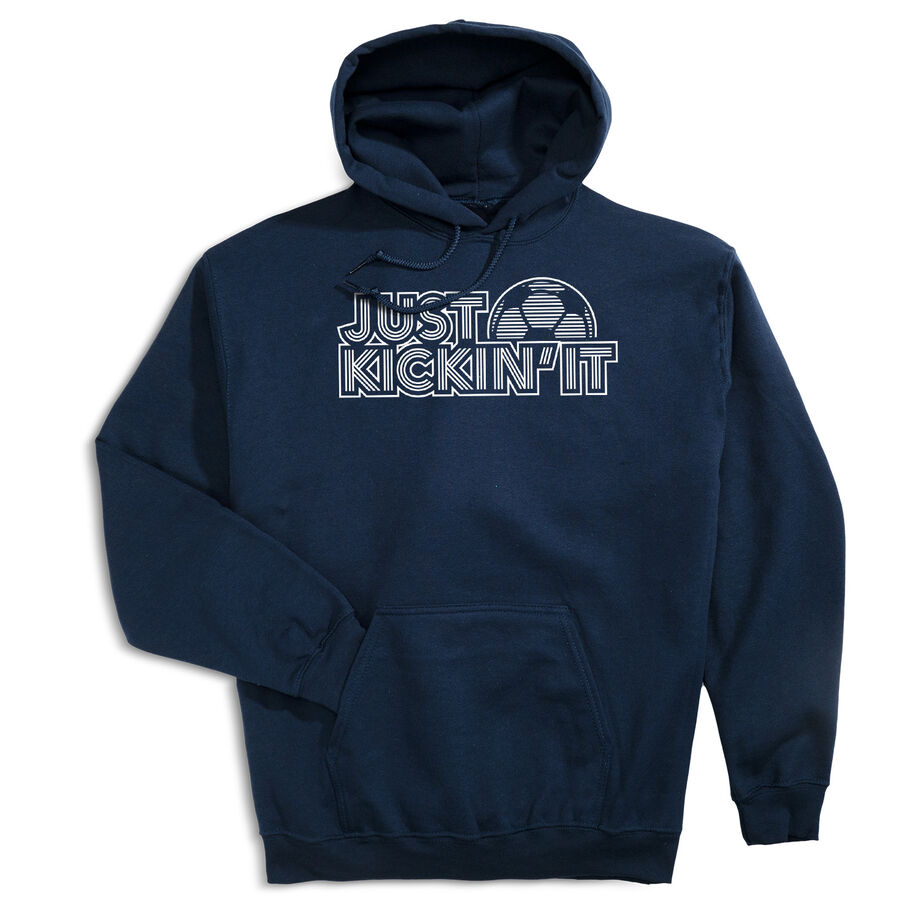Soccer Hooded Sweatshirt - Just Kickin' It [Adult Large/Navy] - SS