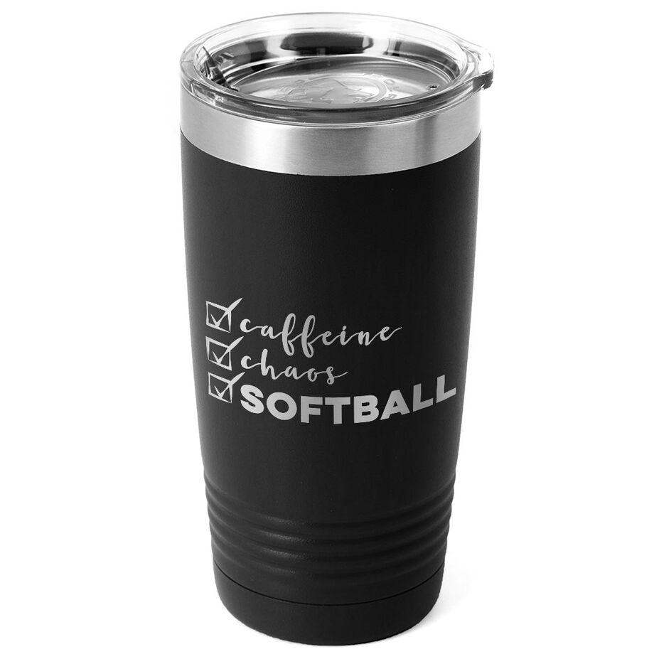 Softball 20oz. Double Insulated Tumbler - Caffeine, Chaos and Softball