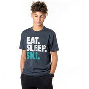 Skiing T-Shirt Short Sleeve Eat. Sleep. Ski.