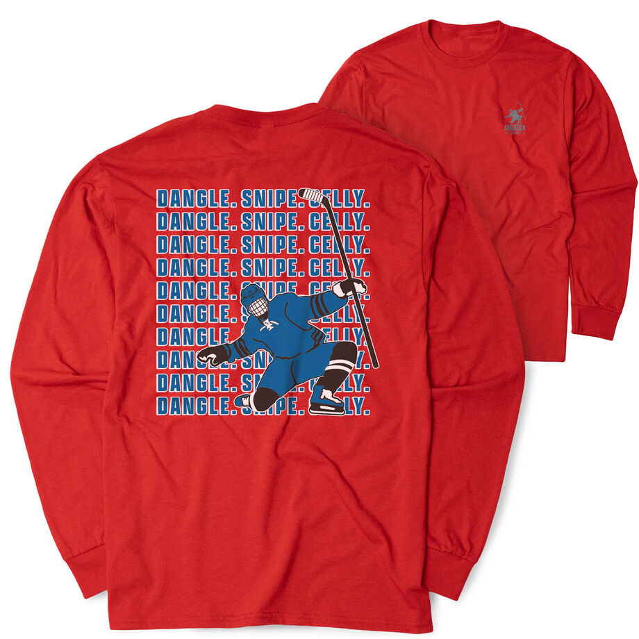 Hockey Tshirt Long Sleeve - Dangle Snipe Celly Player (Back Design)