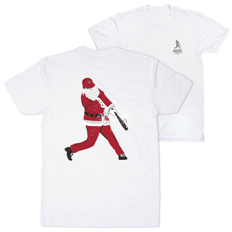 Baseball Short Sleeve T-Shirt - Home Run Santa (Back Design)