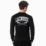 Guys Lacrosse Tshirt Long Sleeve - Crossed Sticks (Back Design)