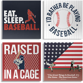 Baseball Canvas Wall Art - Eat Sleep Baseball - 4 Piece Set