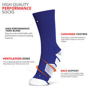 Basketball Woven Mid-Calf Socks - Player (Royal Blue/White)