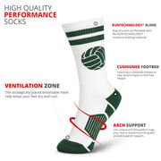 Volleyball Woven Mid-Calf Socks - Ball (White/Green)