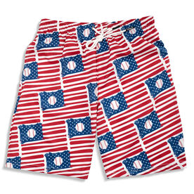 Baseball Swim Trunks - Patriotic Baseball