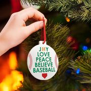 Baseball Round Ceramic Ornament - Word Christmas Tree