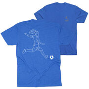 Soccer Short Sleeve T-Shirt - Soccer Girl Player Sketch (Back Design)