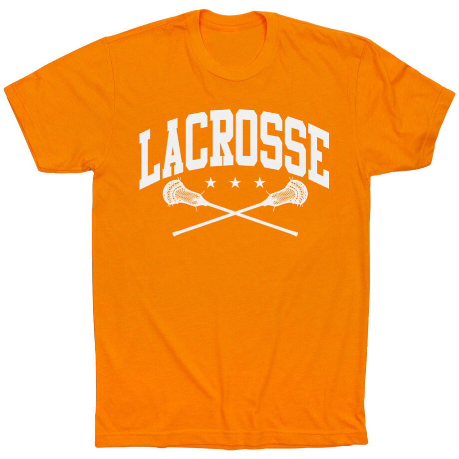 Guys Lacrosse Short Sleeve T-Shirt - Crossed Sticks - Personalization Image