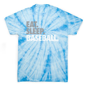 Baseball Short Sleeve T-Shirt - Eat Sleep Baseball Bold Text Tie Dye