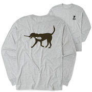 Guys Lacrosse Tshirt Long Sleeve - Max The Lax Dog (Back Design)