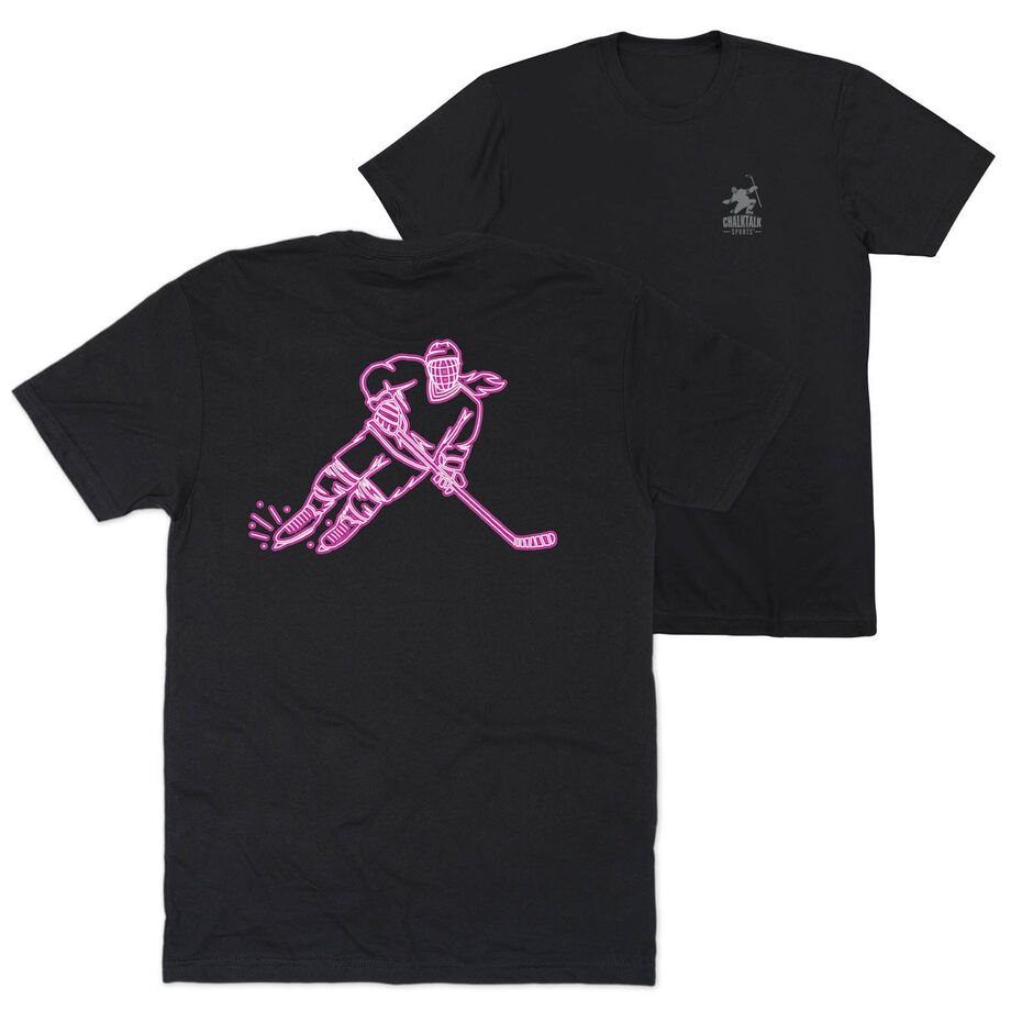 Hockey T-Shirt Short Sleeve - Neon Hockey Girl (Back Design)