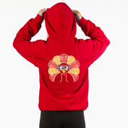 Girls Lacrosse Hooded Sweatshirt - Goofy Turkey Player (Back Design)