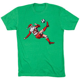 Soccer Short Sleeve T-Shirt - Soccer Santa [Green/Youth Medium] - SS