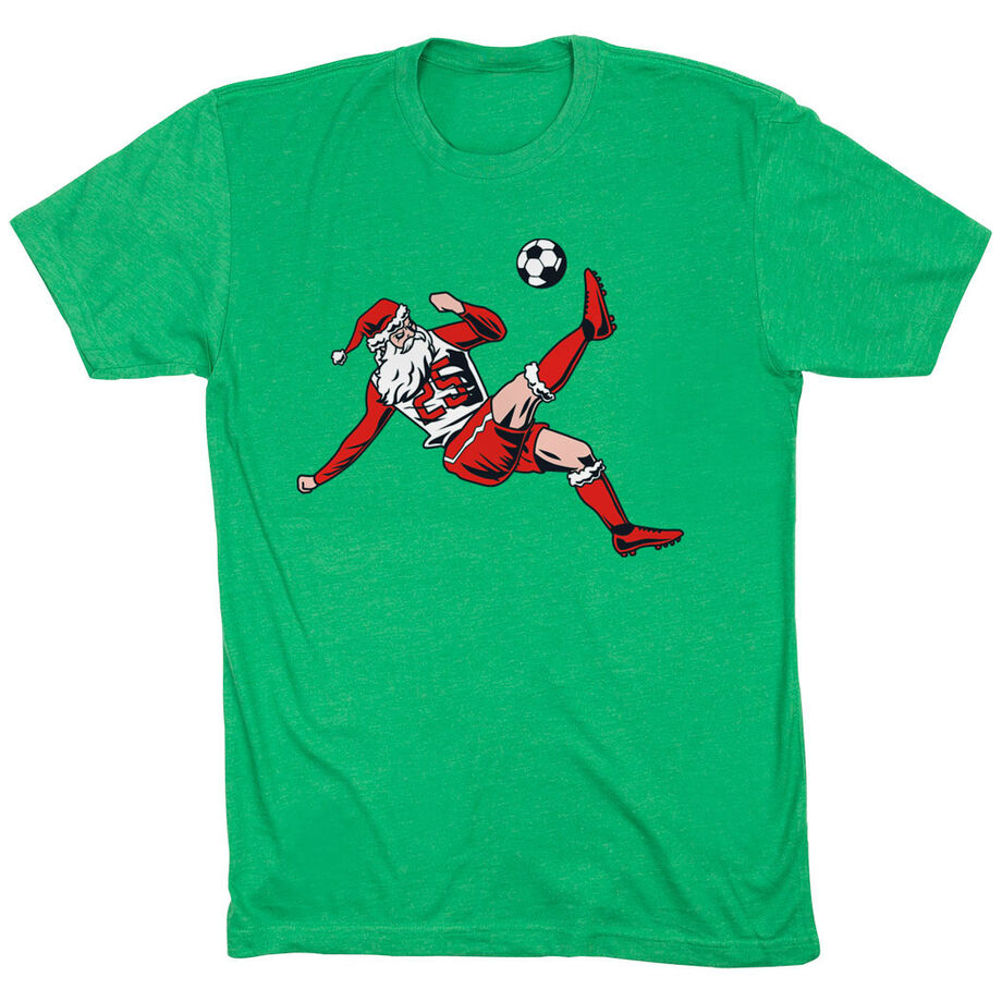 Soccer Short Sleeve T-Shirt - Soccer Santa [Youth X-Large/Green] - SS