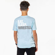 Wrestling Short Sleeve T-Shirt - Eat Sleep Wrestle (Stack) (Back Design)