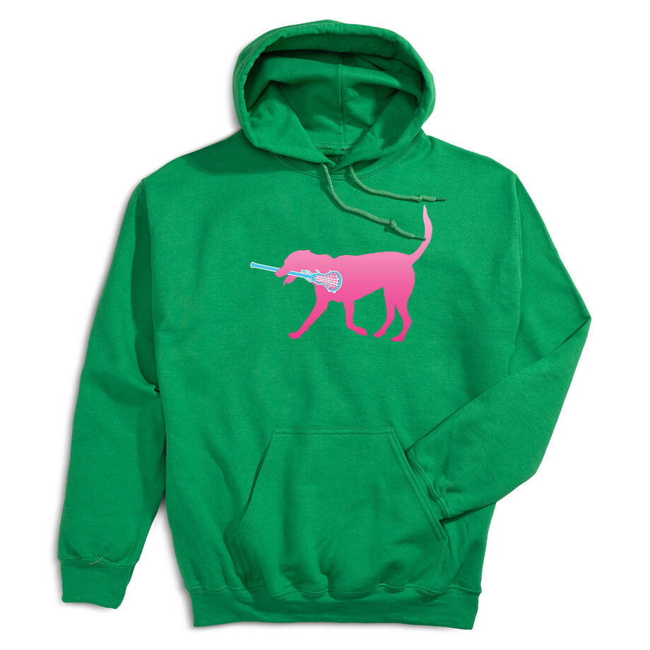 Girls Lacrosse Hooded Sweatshirt - LuLa the Lax Dog (Pink)