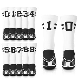Team Number Woven Mid-Calf Socks - White/Black Stripe
