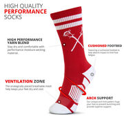 Guys Lacrosse Woven Mid-Calf Socks - Retro Crossed Sticks (Red/White)