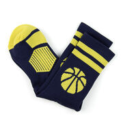 Basketball Woven Mid-Calf Socks - Ball (Navy/Gold)