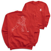 Hockey Crewneck Sweatshirt - Hockey Player Sketch (Back Design)