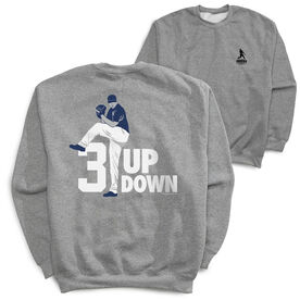 Baseball Crewneck Sweatshirt - 3 Up 3 Down (Back Design)