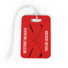 Golf Bag/Luggage Tag - Personalized Text With Crossed Clubs