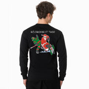 Hockey Tshirt Long Sleeve - He's Checking It Twice (Back Design) 