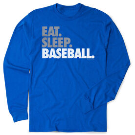 Baseball Tshirt Long Sleeve - Eat. Sleep. Baseball Bold Text 