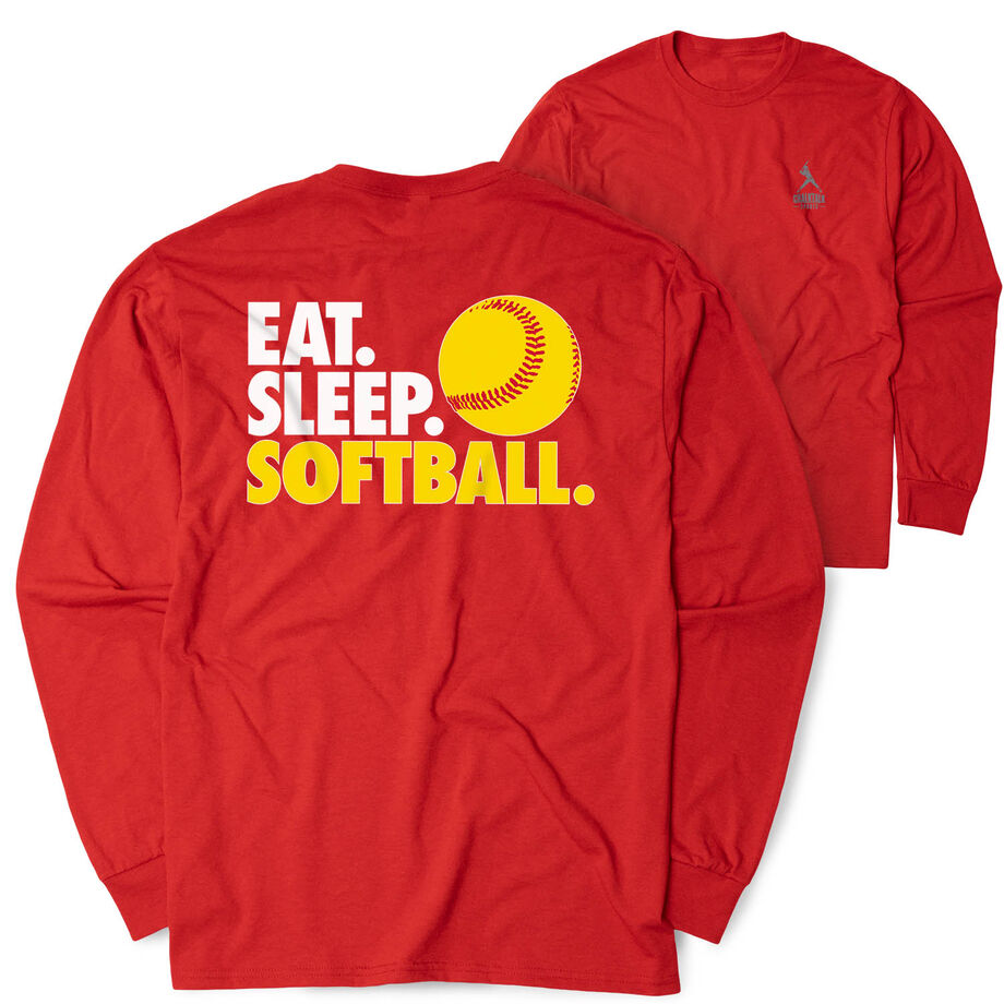 Softball Tshirt Long Sleeve - Eat. Sleep. Softball (Back Design)
