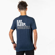 Wrestling Short Sleeve T-Shirt - Eat Sleep Wrestle (Stack) (Back Design)