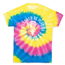Guys Lacrosse Short Sleeve T-Shirt - I'd Rather Be Playing Lacrosse Tie Dye