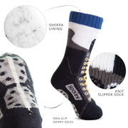 Hockey Skate Slipper Socks with Sherpa Lining