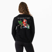 Hockey Crewneck Sweatshirt - He's Checking It Twice (Back Design)