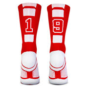 Team Number Woven Mid-Calf Socks - Red