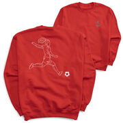 Soccer Crewneck Sweatshirt - Soccer Girl Player Sketch (Back Design)