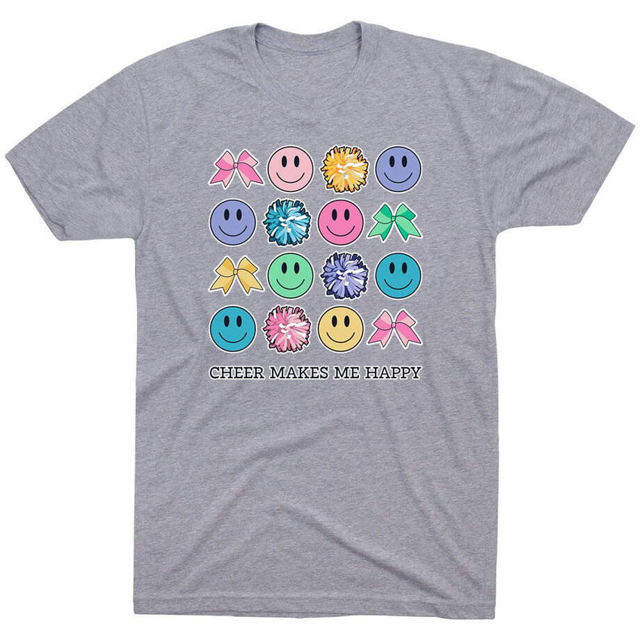 Cheerleading Short Sleeve T-Shirt - Cheer Makes Me Happy