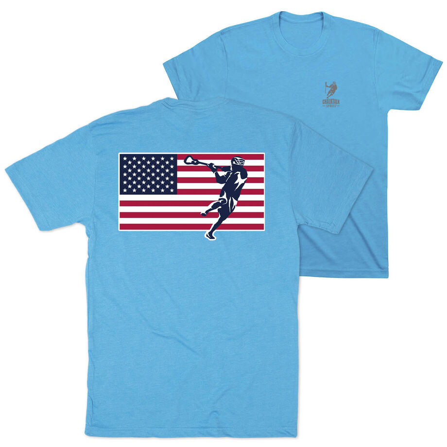 Guys Lacrosse Short Sleeve T-Shirt - Patriotic Lacrosse (Back Design)