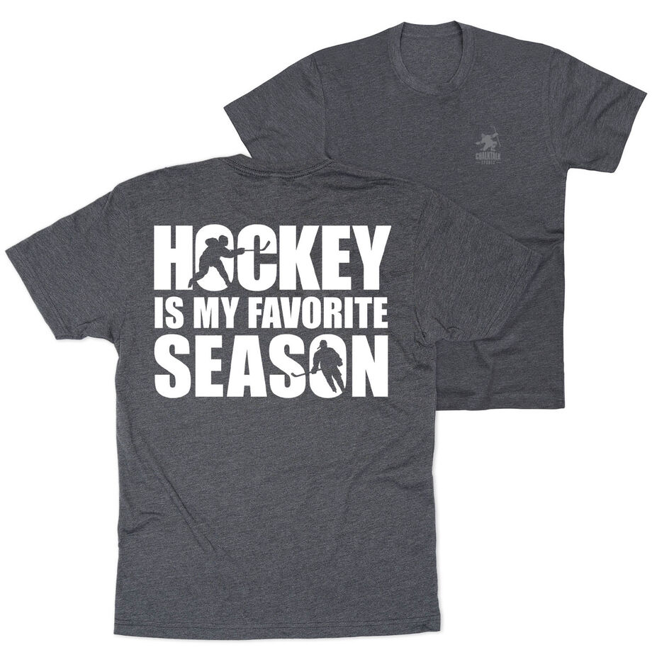 Hockey Short Sleeve T-Shirt - Hockey Is My Favorite Season (Back Design)