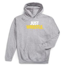 Wrestling Hooded Sweatshirt - Just Wrestle [Adult Large/Gray] - SS