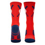 Baseball Woven Mid-Calf Socks - Crossed Bats Red