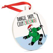 Hockey Round Ceramic Ornament - Dangle Snipe Celly Christmas!