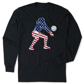 Volleyball Tshirt Long Sleeve - Volleyball Stars and Stripes Player